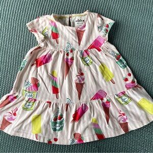 Mini Boden Pink Ice Cream Print Kids Tiered Dress